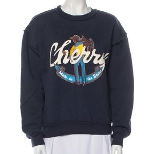 Cherry Los Angeles Horse Power Crewneck Sweatshirt Navy Blue Size Medium EUC